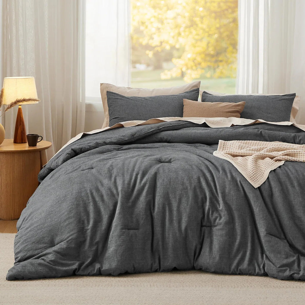 Pre-washed Comforter Set with 100% Cotton Outer Covert, 143TC