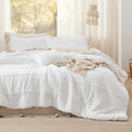 Boho Comforter Set - Pinch Pleat Design for All Seasons, Soft Bedding Kit