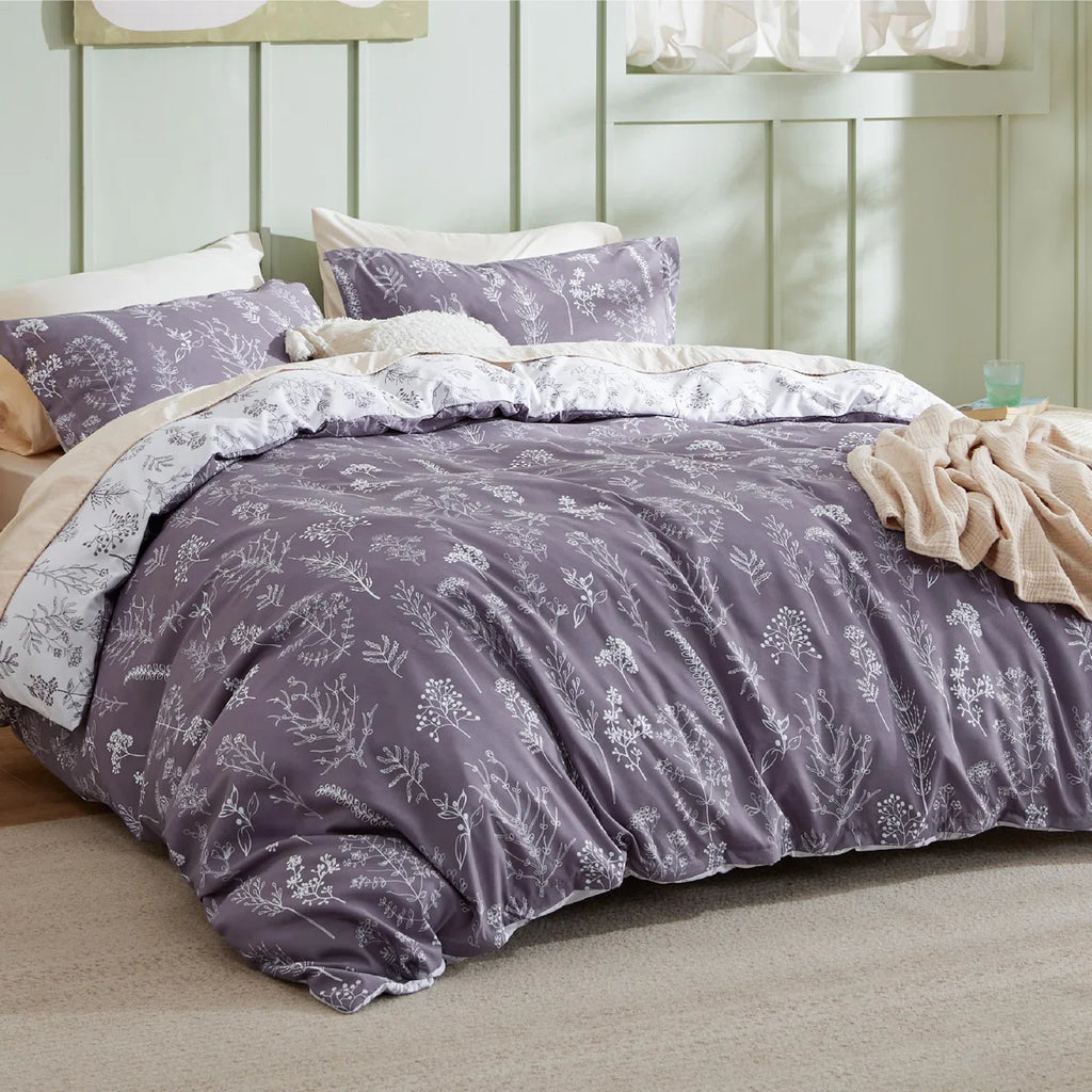 Reversible Floral Duvet Cover Set With Zipper Closure