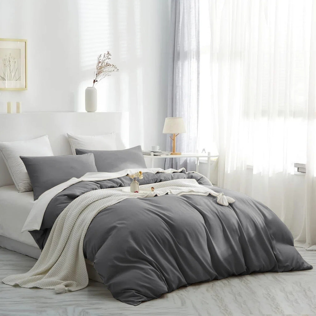 Modern & Contemporary Microfiber Duvet Cover with Pillowcases– Soft & Durable Bedding set