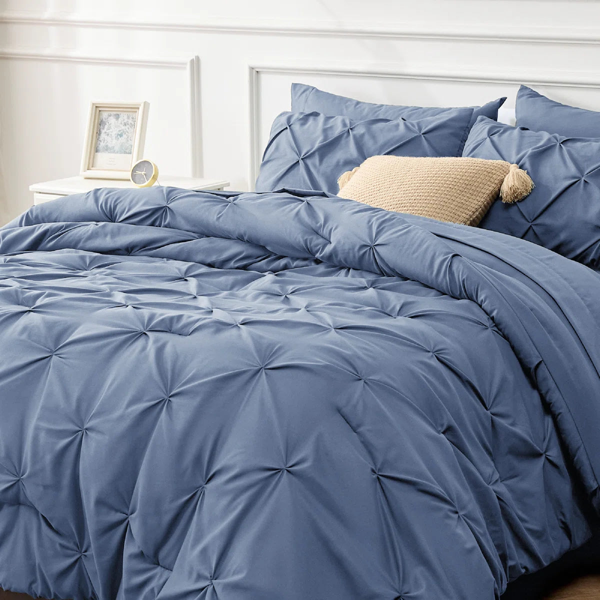 Pintuck Pinch Pleat Bedding Sets (Set Of 5 Or 7) Bed-in-a-Bag, 89GSM