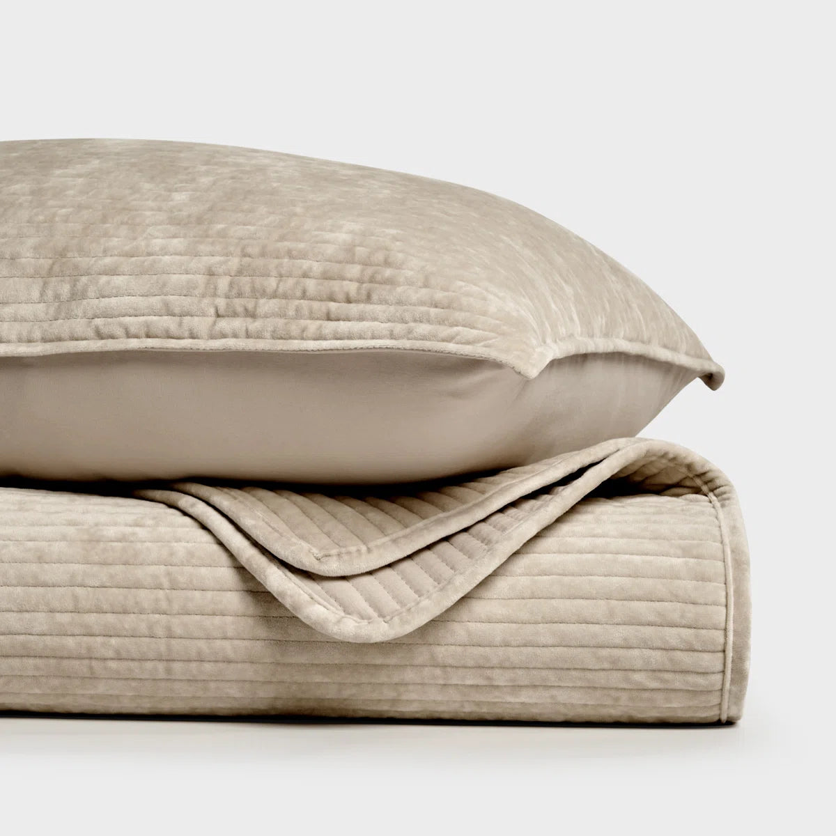 Striped Channel Velvet Quilt Set