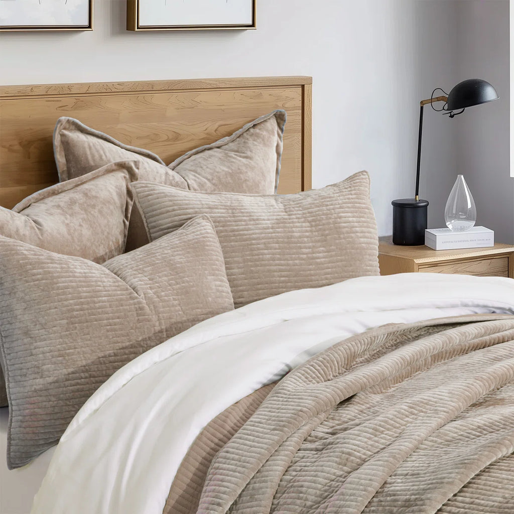Striped Channel Velvet Quilt Set