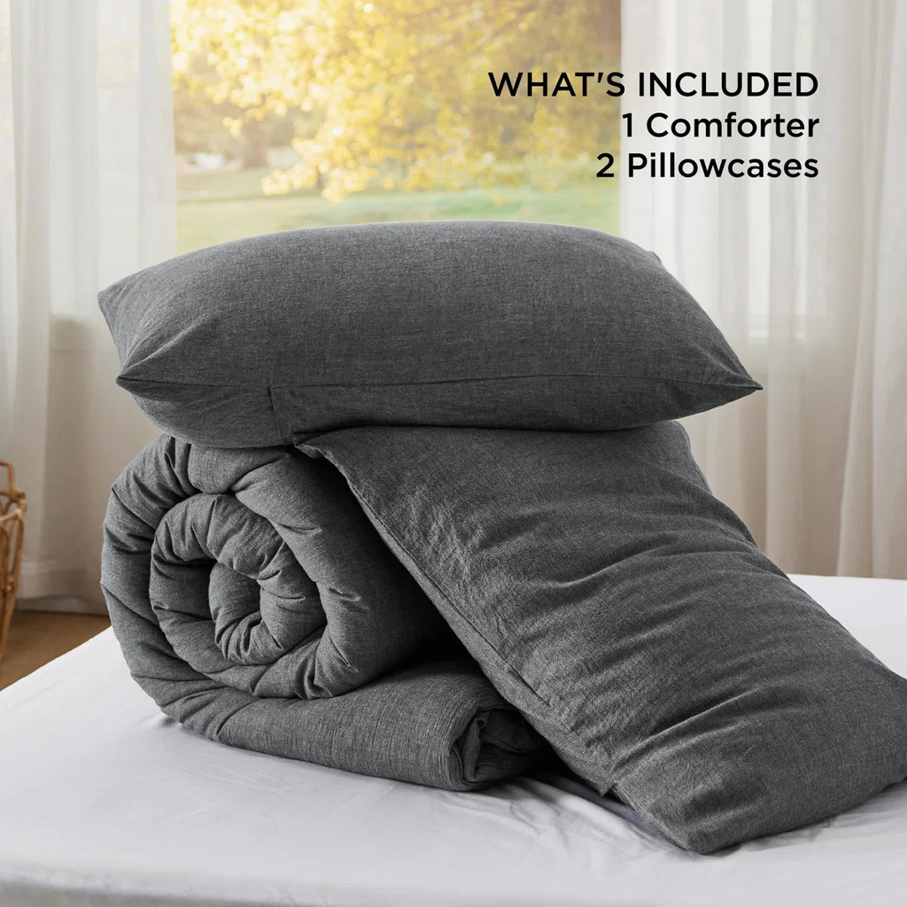 Pre-washed Comforter Set with 100% Cotton Outer Covert, 143TC