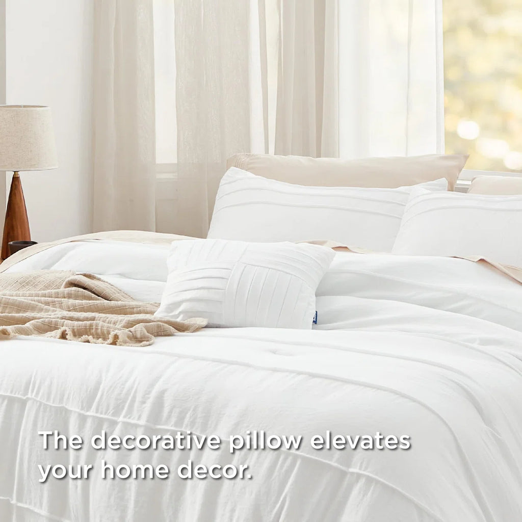 Boho Comforter Set - Pinch Pleat Design for All Seasons, Soft Bedding Kit
