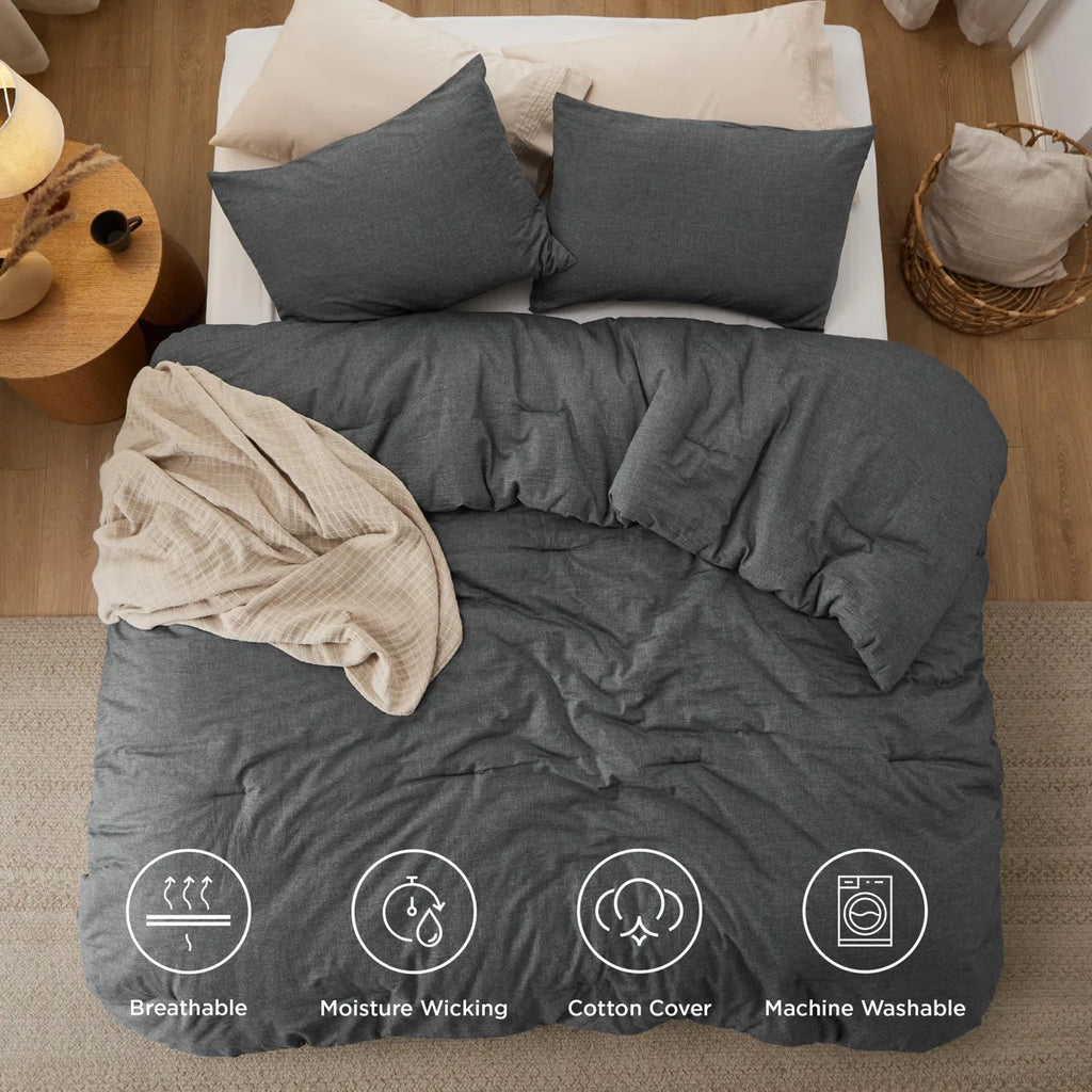 Pre-washed Comforter Set with 100% Cotton Outer Covert, 143TC