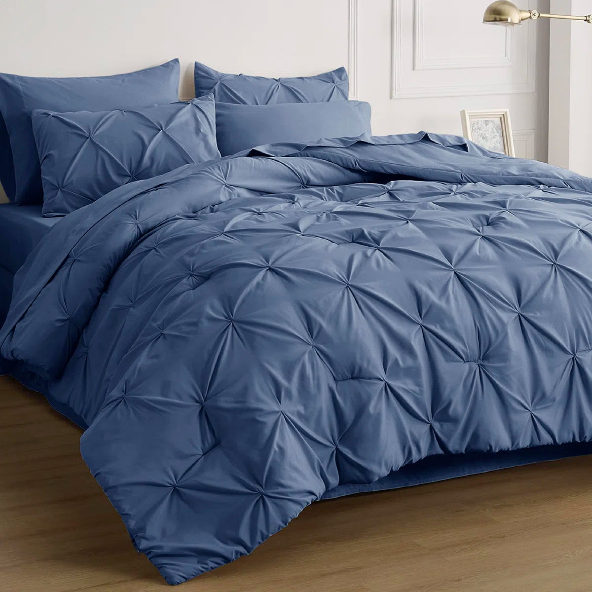 Pintuck Pinch Pleat Bedding Sets (Set Of 5 Or 7) Bed-in-a-Bag, 89GSM