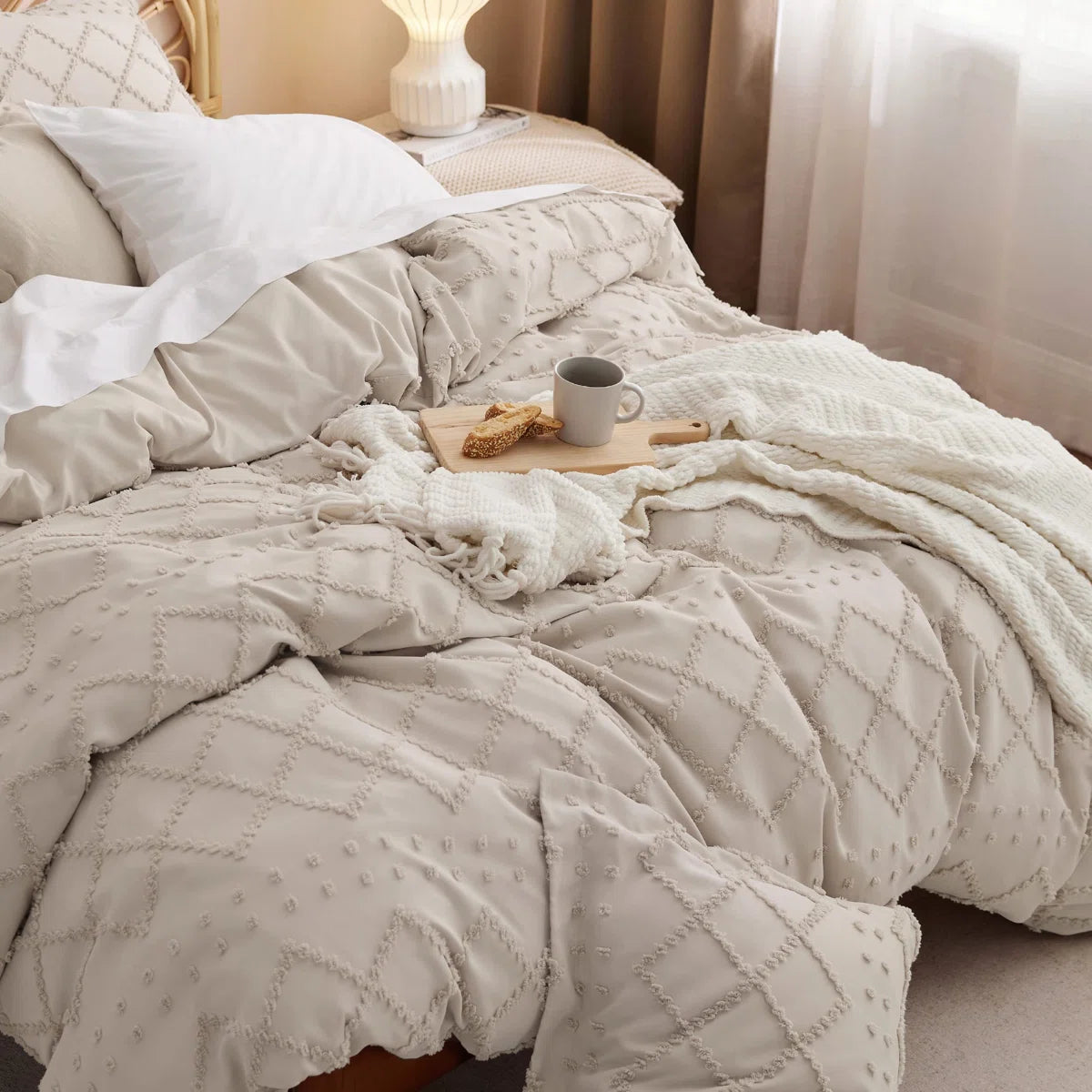 3 Pieces Embroidery Shabby Chic Home Bedding Duvet Cover