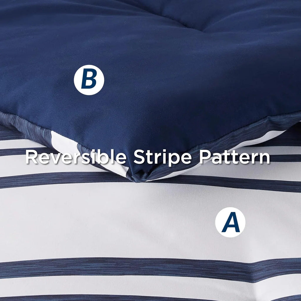 Comforter Set 7 Pieces, Bedding Set for Bed Reversible, Cationic Dyeing Bed in a Bag with Comforter, Sheets, Pillowcases & Shams