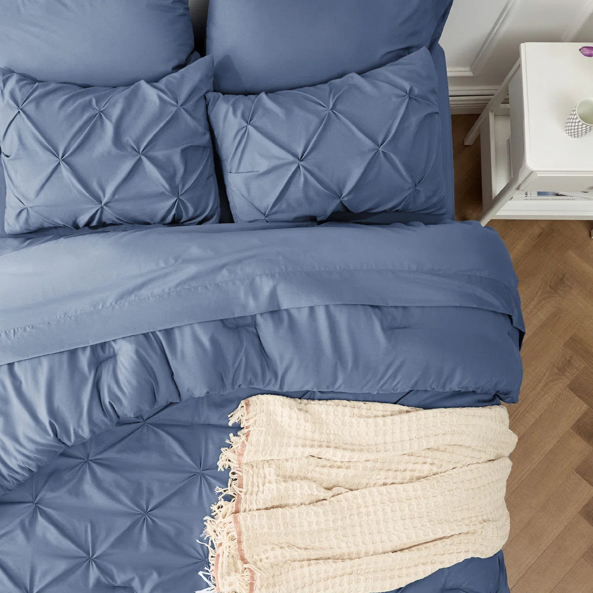 Pintuck Pinch Pleat Bedding Sets (Set Of 5 Or 7) Bed-in-a-Bag, 89GSM