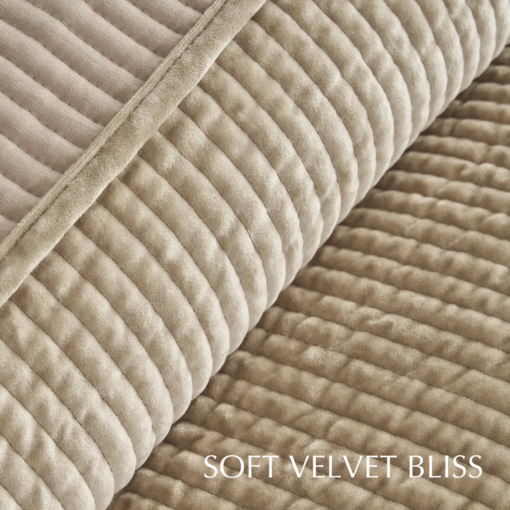 Striped Channel Velvet Quilt Set