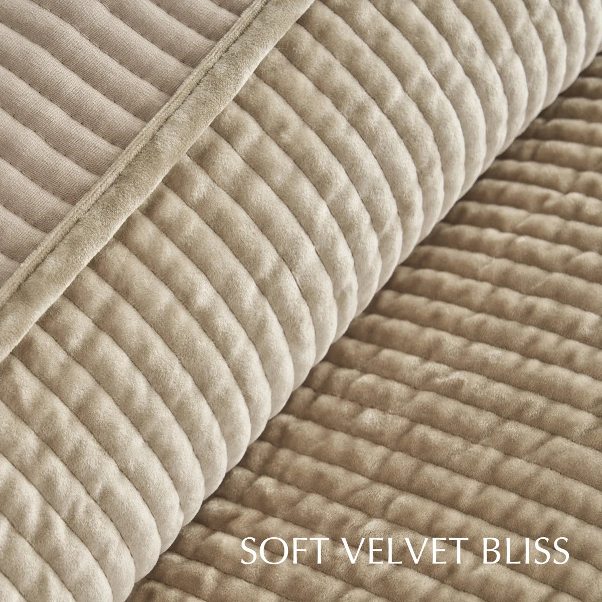 Striped Channel Velvet Quilt Set
