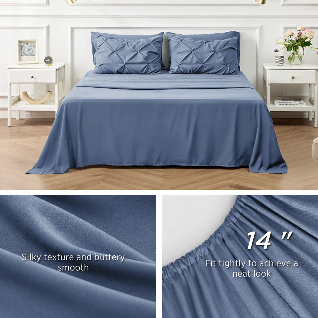 Pintuck Pinch Pleat Bedding Sets (Set Of 5 Or 7) Bed-in-a-Bag, 89GSM